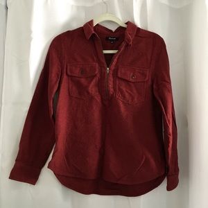 Madewell Red Flannel Quarter Zip